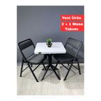 hey modüler mobilya Mercan Beyaz 2 Kişilik Kare Mutfak Yemek Masası Takımı 2+1 Keten Gri 60 cm