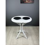 Hey Modüler Mobilya Nisa Beyaz Yuvarlak Mutfak Masa Yemek Masa Balkon Masa Metal Beyaz Ayak 70 cm - Beyaz - Beyaz