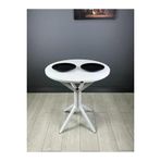 Hey Moduler Mobilya Nisa Beyaz Yuvarlak Mutfak Masasi Yemek Masasi Balkon Masasi Metal Beyaz Ayak 70 Cm