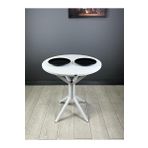 Hey Modüler Mobilya Nisa Beyaz Yuvarlak Mutfak Yemek Balkon Masası Metal Beyaz Ayak 70 CM