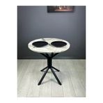 Hey Moduler Mobilya Nisa Efes Yuvarlak Mutfak Masasi Yemek Masasi Balkon Masasi Metal Siyah Ayak 70 Cm