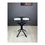 Hey Moduler Mobilya Nisa Siyahmermer Yuvarlak Mutfak Masasi Yemek Masa Balkon Masa Metal Siyah Ayak 70 Cm