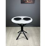 Hey Modüler Mobilya Nisa Yuvarlak Mutfak Masa Yemek Masa Balkon Masa Metal Siyah Ayaklı 70 cm - Beyaz