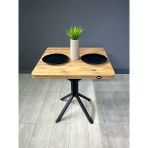 Hey Modüler Mobilya Roma Atlantik Çam Mutfak Yemek Masası Balkon Masası Kavisli Köşe Metal Siyah Ayak 80 Cm