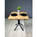 Hey Modüler Mobilya Roma Atlantik Çam Yemek Masası Kavisli Köşe Metal Siyah Ayak 80 CM