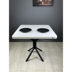 Hey Modüler Mobilya Roma Mutfak Yemek Masası Balkon Masası Kavisli Köşe Metal Siyah Ayak 80 cm - Beyaz