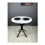Hey Modüler Mobilya Saray Beyaz Siyah Yuvarlak Mutfak Yemek Balkon Masası Metal Siyah Ayak 80 CM
