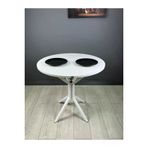 Hey Moduler Mobilya Saray Beyaz Yuvarlak Mutfak Masasi Yemek Masasi Balkon Masasi Metal Beyaz Ayak 80 Cm
