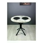 Hey Moduler Mobilya Saray Efes Yuvarlak Mutfak Masasi Yemek Masasi Balkon Masasi Metal Siyah Ayak 80 Cm
