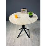 Hey Modüler Mobilya Saray Traverten Yuvarlak Masa Metal Siyah Ayak 80 CM