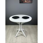 Hey Modüler Mobilya Saray Yuvarlak Mutfak Masası Yemek Masa Balkon Masa Fiskos Masa Metal Beyaz Ayak 80 cm