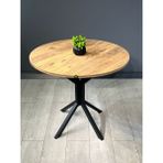 Hey Modüler Mobilya Saray Yuvarlak Mutfak Masası Yemek Masa Balkon Masa Fiskos Masa Metal Siyah Ayak 80 cm - Atlantik Çam