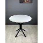 Hey Modüler Mobilya Saray Yuvarlak Mutfak Masası Yemek Masa Balkon Masa Fiskos Masa Metal Siyah Ayak 80 cm - Beyaz