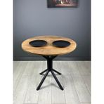 Hey Modüler Mobilya Saray Yuvarlak Mutfak Masası Yemek Masa Balkon Masa Fiskos Masa Metal Siyah Ayak 80 cm - Ceviz
