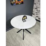 Hey Modüler Mobilya Sedef Beyaz Yuvarlak Mutfak Masası Metal Siyah Ayak 100 CM