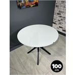 Hey Modüler Mobilya Sedef Beyaz Yuvarlak Mutfak Masası Yemek Masası Balkon Masası Metal Siyah Ayak 100 Cm