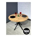 hey modüler mobilya Sedef Çam Yuvarlak Mutfak Yemek Masası Balkon Masası Metal Siyah Ayak 100 Cm