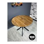 hey modüler mobilya Sedef Ceviz Yuvarlak Mutfak Yemek Masası Balkon Masası Metal Siyah Ayak 100 Cm