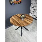 Hey Modüler Mobilya Sedef Kemençe Yuvarlak Mutfak Masası Metal Siyah Ayak 100 CM