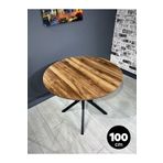 Hey Modüler Mobilya Sedef Kemençe Yuvarlak Mutfak Masası Yemek Masası Balkon Masası Metal Siyah Ayak 100 Cm