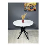 Hey Modüler Mobilya Selin Beyaz Yuvarlak Masa Metal Siyah Ayak 90 CM