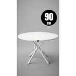 hey modüler mobilya Selin Beyaz Yuvarlak Mutfak Masası Yemek Masası Balkon Masası Metal Beyaz Ayak 90 Cm