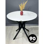 Hey Modüler Mobilya Selin Beyaz Yuvarlak Mutfak Masası Yemek Masası Balkon Masası Metal Siyah Ayak 90 Cm