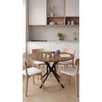 Hey Modüler Mobilya Selin Ceviz Yuvarlak Mutfak Masası Yemek Masası Balkon Masası Metal Siyah Ayak 90 Cm