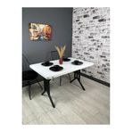 Hey Modüler Mobilya Sultan Beyaz Siyah Mutfak Yemek Masası Balkon Masası 120 Cm