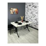 Hey Modüler Mobilya Sultan Efes Mermer Mutfak Yemek Masası Balkon Masası 120 Cm
