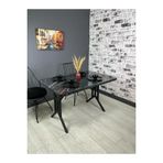Hey Modüler Mobilya Sultan Siyah Mermer Mutfak Yemek Masası Balkon Masası 120 Cm