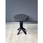 hey modüler mobilya Tabure Gri Keten Kumaş Puf Makyaj Masası Sandalyesi Metal Sandalye Tekli Çap 39 x Yükseklik 51 cm