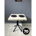 Hey Modüler Mobilya Tepe Koton Vizon Mutfak Yemek Masası Balkon Masası Kavisli Köşe Siyah Ayak 70 cm - 70 x 70 cm