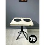 Hey Modüler Mobilya Tepe Koton Vizon Mutfak Yemek Masası Balkon Masası Kavisli Köşe Siyah Ayak 70 Cm