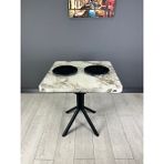 Hey Modüler Mobilya Tepe Mutfak Yemek Masası Balkon Masası Kavisli Köşe Siyah Ayak 70 cm - Efes