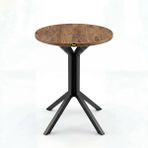 Hey Modüler Mobilya Yıldız Yuvarlak Ceviz Mutfak Masası Yemek Masası Balkon Masası Metal Siyah Ayak 50 CM