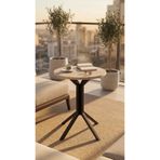 hey modüler mobilya Yıldız Yuvarlak Traverten 50 cm Balkon Masası Yan Sehpa Mutfak Yemek Masası Siyah Ayak