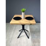 Hey Roma Atlantik Çam Mutfak Yemek Masası Balkon Masası Metal Siyah Ayak 80 Cm
