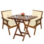Heybeli Ahşap Bahçe Balkon Seti: 60X60 Masa + 2 Sandalye