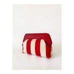 HEYBE'S Heybes Kadın Kırmızı Çizgi Desenli Kanvas Clutch El Çantası