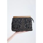 HEYBE'S Heybes Kadın Siyah Otantik Desen Clutch Çanta