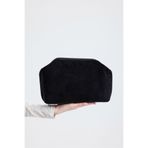 HEYBE'S Heybes Kadın Siyah Süet Clutch El Çantası