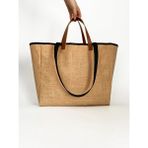 Heybes Kadın Jüt Büyük Boy Plaj Ve Alışveriş Shopper Tote Omuz Çantası - 028-Kahverengi