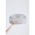 Heybes Kadın Şeffaf Clutch El Çantası 28x19x10 cm Beyaz Geometrik Desenli Poliüretan - 001-Beyaz