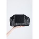 HEYBE'S Kadın Siyah Petek Desenli Şeffaf Clutch El Çantası