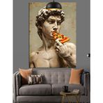 Heykel Michelangelo'Nun Davut'U Pizza Dekoratif Kanvas - Mdf Ahşap Tablo