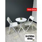 heymodülermobilya Mercan 2 Kişilik Yuvarlak Mutfak Yemek Masası Takımı 2+1 Beyaz Deri 60 Cm Beyaz - Beyaz