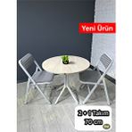 heymodülermobilya Pars 2 Kişilik Yuvarlak Mutfak Yemek Masası Takımı 2+1 Traverten Kazayağı Kumaş 70 Cm Traverten - Kazayağı