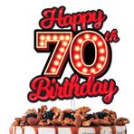 HEYUWING Happy 70th Birthday Pasta Süsü Floresan Yanıp Sönen Gece Dışarı Kadın Filmi Gece Kulübü Tema Dekor Malzemeleri Kadın Erkek Mutlu Doğum Günü Partisi Dekorasyonları Kırmızı Parıltı