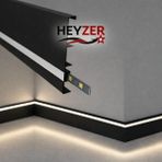 Heyzer Düz Süpürgelik LED Profili (3 Metre) – Alüminyum - Beyaz